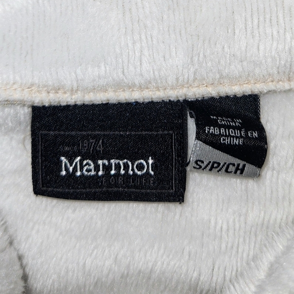 Marmot Women's Small Tashi Hoodie Thick Fleece Lined Tan Sweater Sherpa EUC - Picture 3 of 9